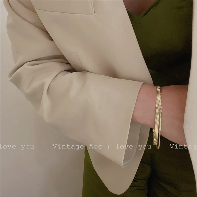 

Retro geometry double layer Bracelet Korean Metal Fashion Gold Chain Bracelet