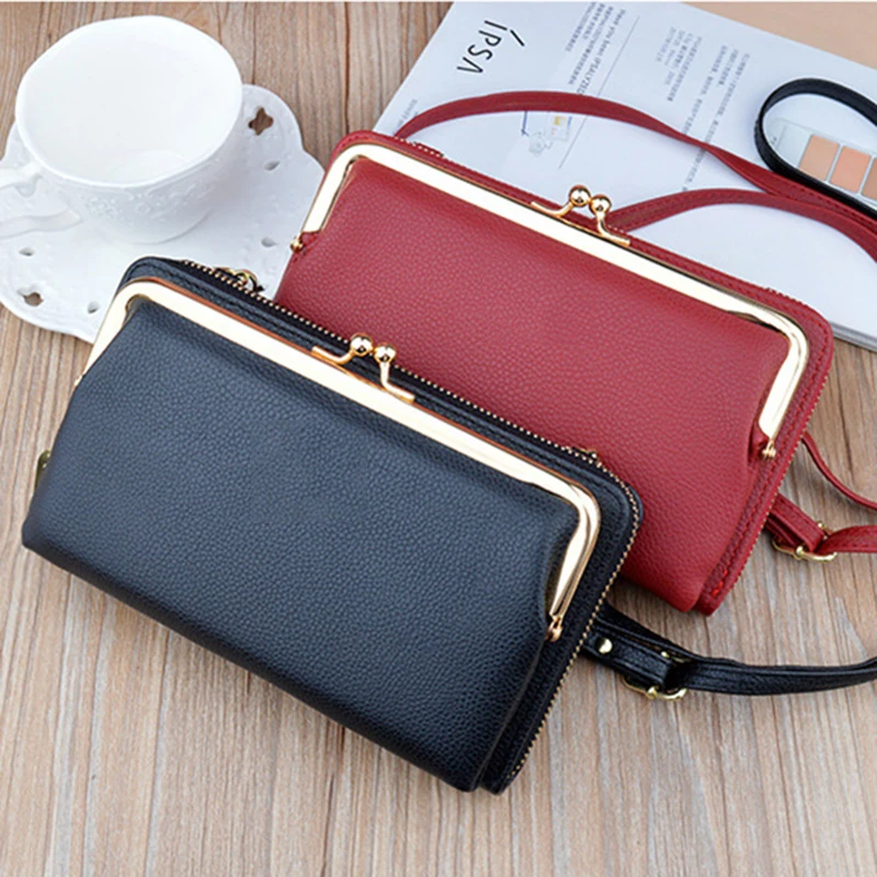 

Luxury Women Wallets Card Holder Brand Rfid Black PU Leather Slim Wallet Money Bag Female Purses