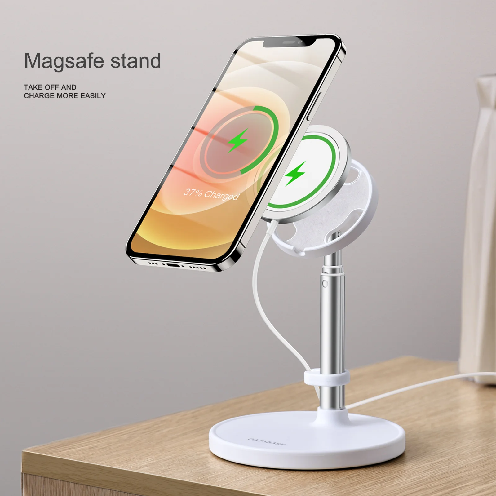 oatsbasf cell phone charger holder magnetic wireless charger for iphone 12 13 pro max adjustable telescopic desktop phone stand free global shipping