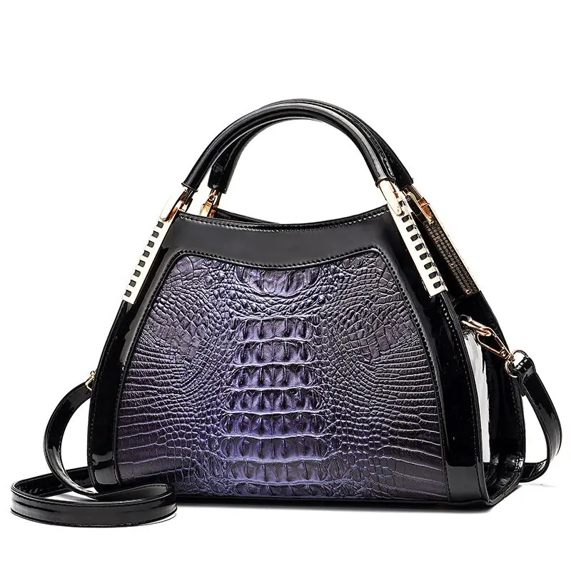 Blue Purple Two Gykaeo New Luxury Handbags Women Bags Designer Fashion Crocodile Pattern Shoulder Bag Ladies Party Messenger Bags Bolsa Feminina - Color: Blue Purple Two