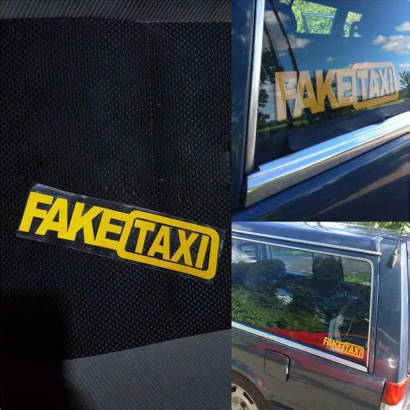 

1PCS Car Window Funny Fake Taxi Vinyl Stickers Auto Trunks Warning Decals Warning Reflective Decals Car Window Stickers 20x5cm