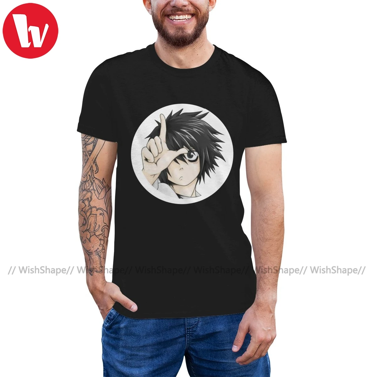 Смертная записка Футболка Death Note L для Loser подарок тетрадь смерти вентилятор