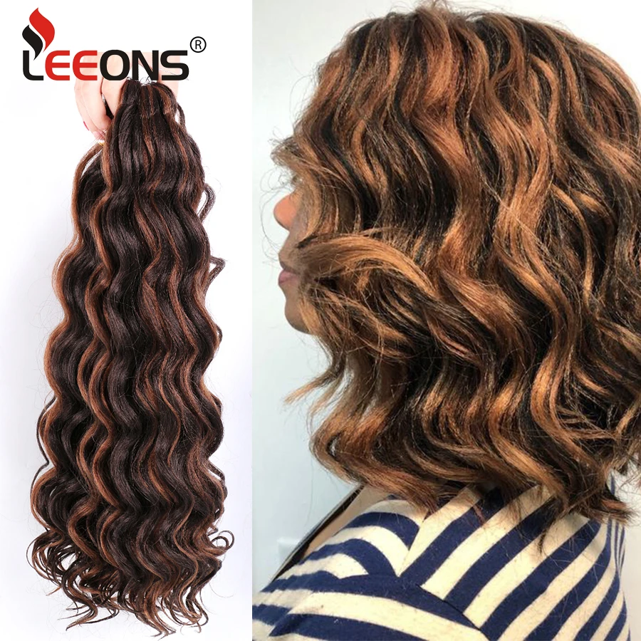 

Leeons 100% Kanekalon Freetress Water Wave Braiding Hair High Temperature Synthetic Ocean Wave Crochet Braids Extension Hair