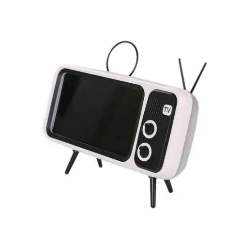 Bluetooth Динамик ТВ Ретро BT дизайн портативный держатель для мобильного телефона радио - Цвет: Белый