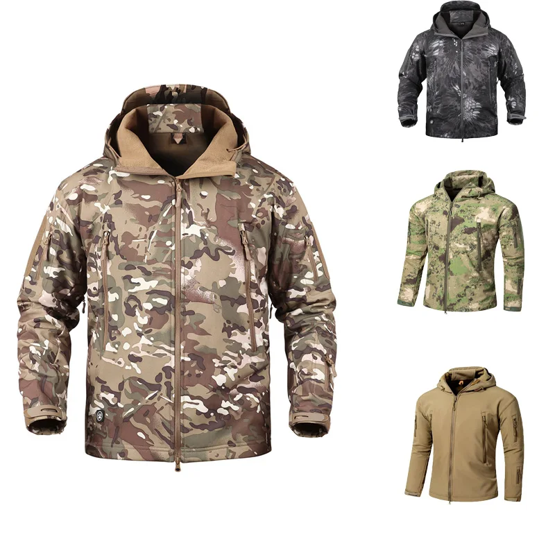 

Мужская Военная тактическая куртка с мягкой оболочкой для страйкбола, водонепроницаемая ветрозащитная куртка для охоты, камуфляжная армей...