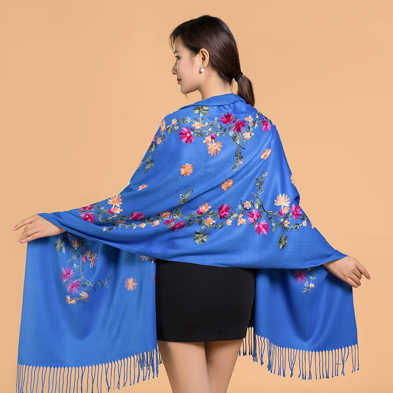 Бренд Горячая леди Вышитые Шарф Классический Имитация кашемира шарф