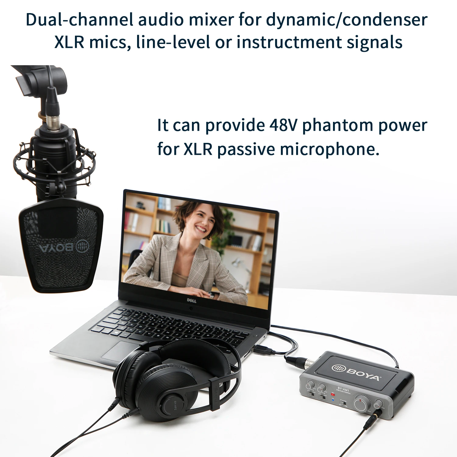 BOYA BY-AM1 Dynamic Condenser Microphone Dual-Channel Audio Mixer for PC Computers Laptops Speaker XLR Microphones Instrument