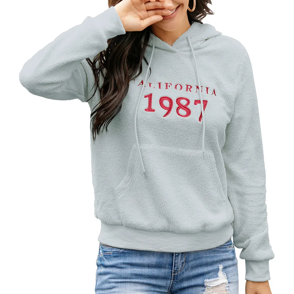 

Nice autumn and winter Pop ladies wool hoodie embroidered luxury hoodie ladies hoodie warm pocket hoodie jacket