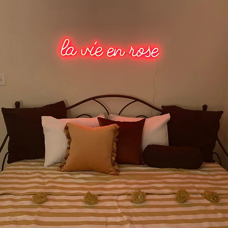 

la vie en rose Neon Sign Custom Light Lamp Illuminate Shop Office Living Room Interior Design Custom Led Light Sign