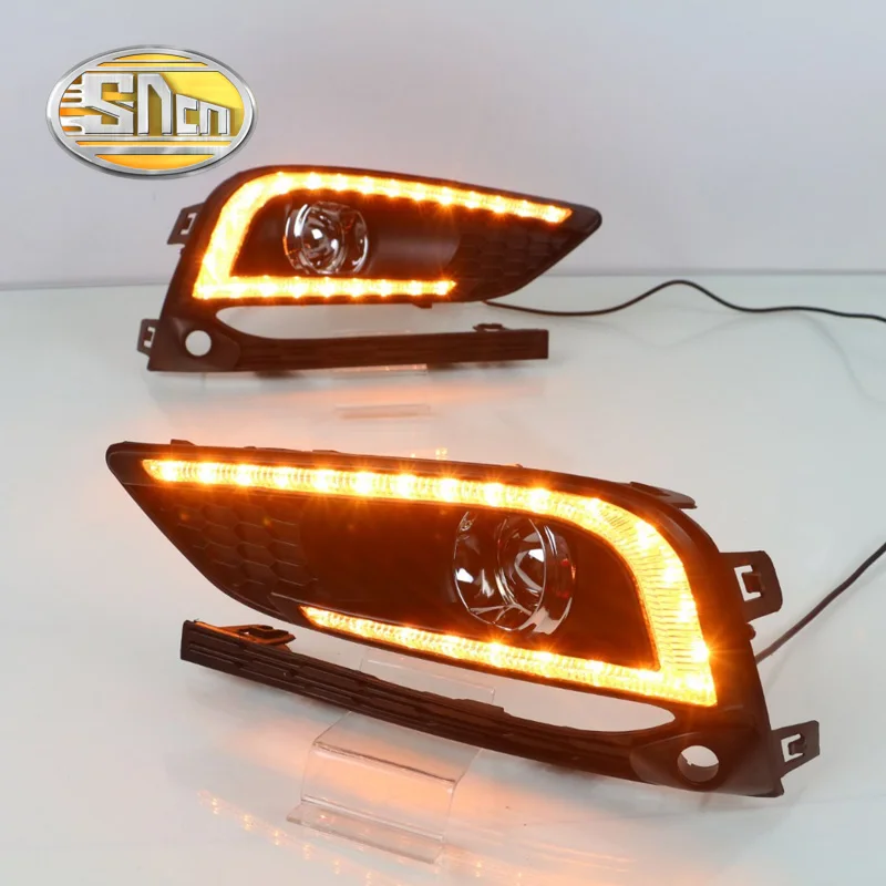 

SNCN 2PCS LED Daytime Running Light For Chevrolet Cruze 2016 2017 2018 Yellow Turn Signal Relay 12V Car DRL Fog Lamp Decoration
