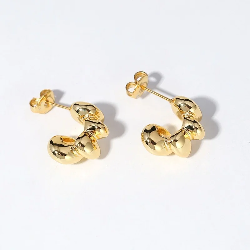 

Серьги-гвоздики неправильной формы с покрытием из 18-каратного золота и меди, модные ювелирные изделия для женщин, серебряные серьги-гвоздик...