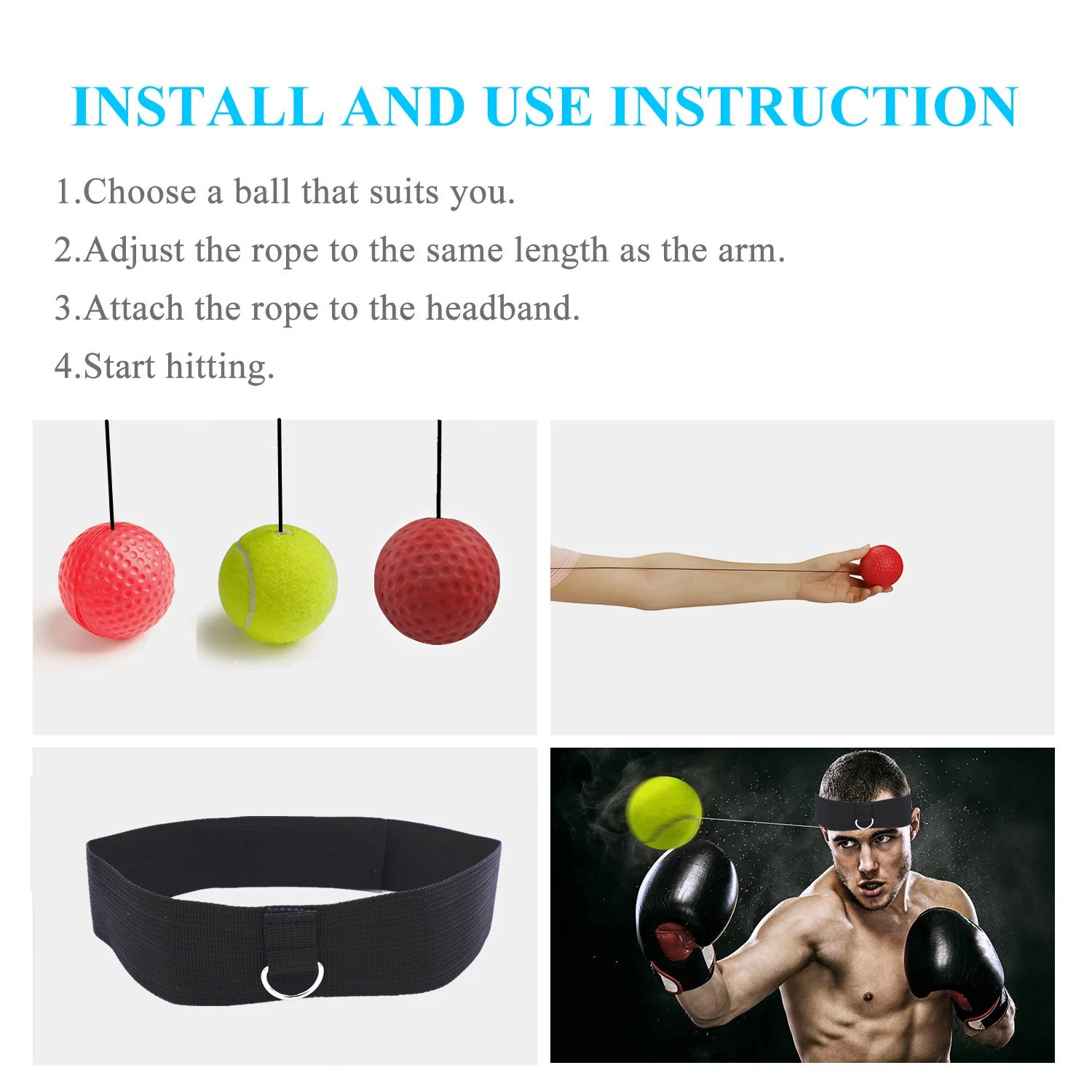 2022 New Boxing Ball Head-Mounted Reaction Training Speed Home Reflex Agility |