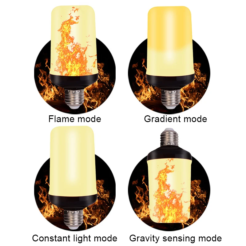 

96LED E12 E14 E26 E27 Dynamic Flame Effect Light Bulb Corn Lamp Multiple Mode Creative Decorative Lights For Home Bar Party
