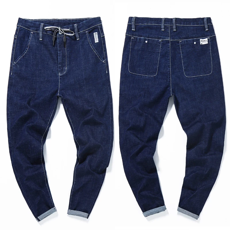 Большие размеры M-7XL черные синие джинсы мужские джинсовые потертые штаны для