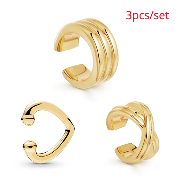 3PCS Модное, в стиле бохо, жемчужные серьги-каффы для женщин и девушек, модные радужные кубические циркониевые камни, маленькие серьги-клипсы, богемное ювелирное изделие для ушей - Окраска металла: 3PCS
