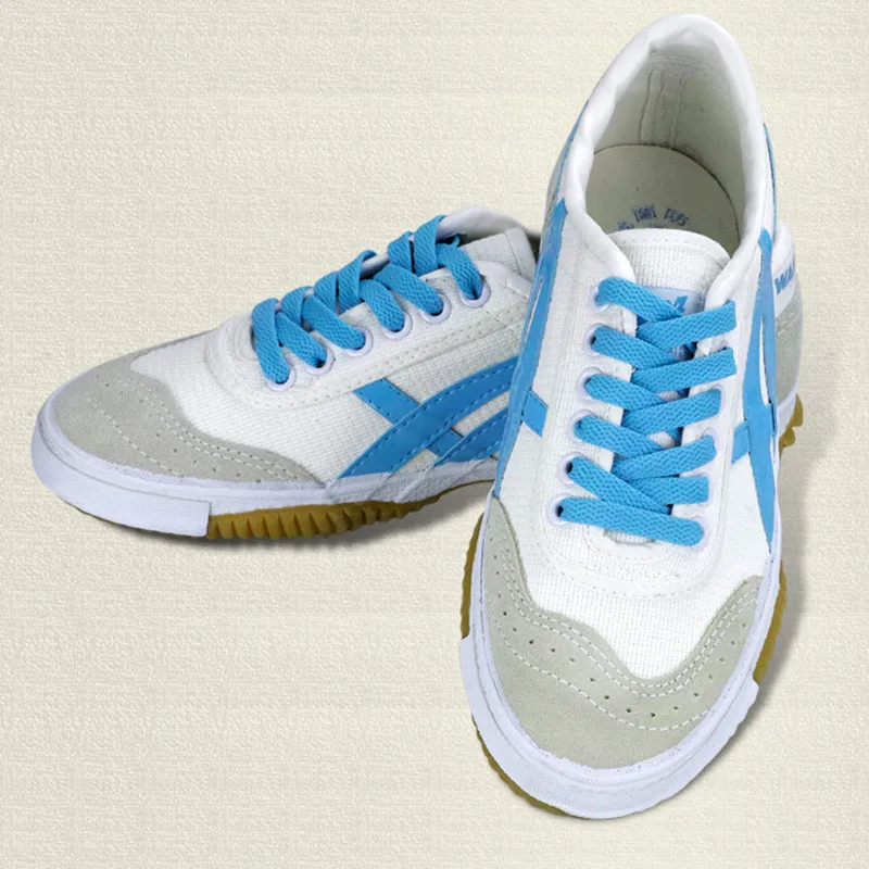 USHINE EU35-44 Red Blue Canvas Classic Retro Table Tennis Shoes Fitness KungFu TaiChi Running Adult Sneakers Shoes