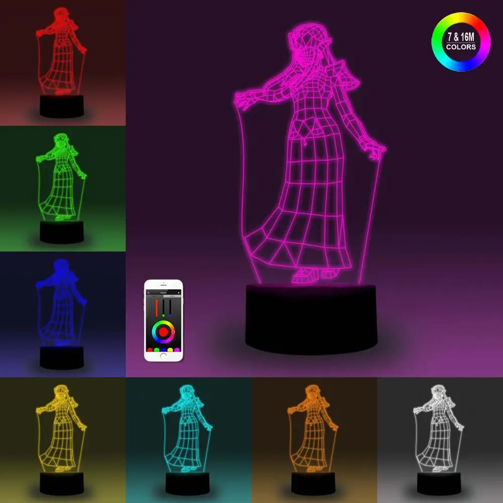 NiteApps 3D Zelda Lady ночник настольная Иллюзия украшение лампа подарок на день рождения приложение/сенсорное управление