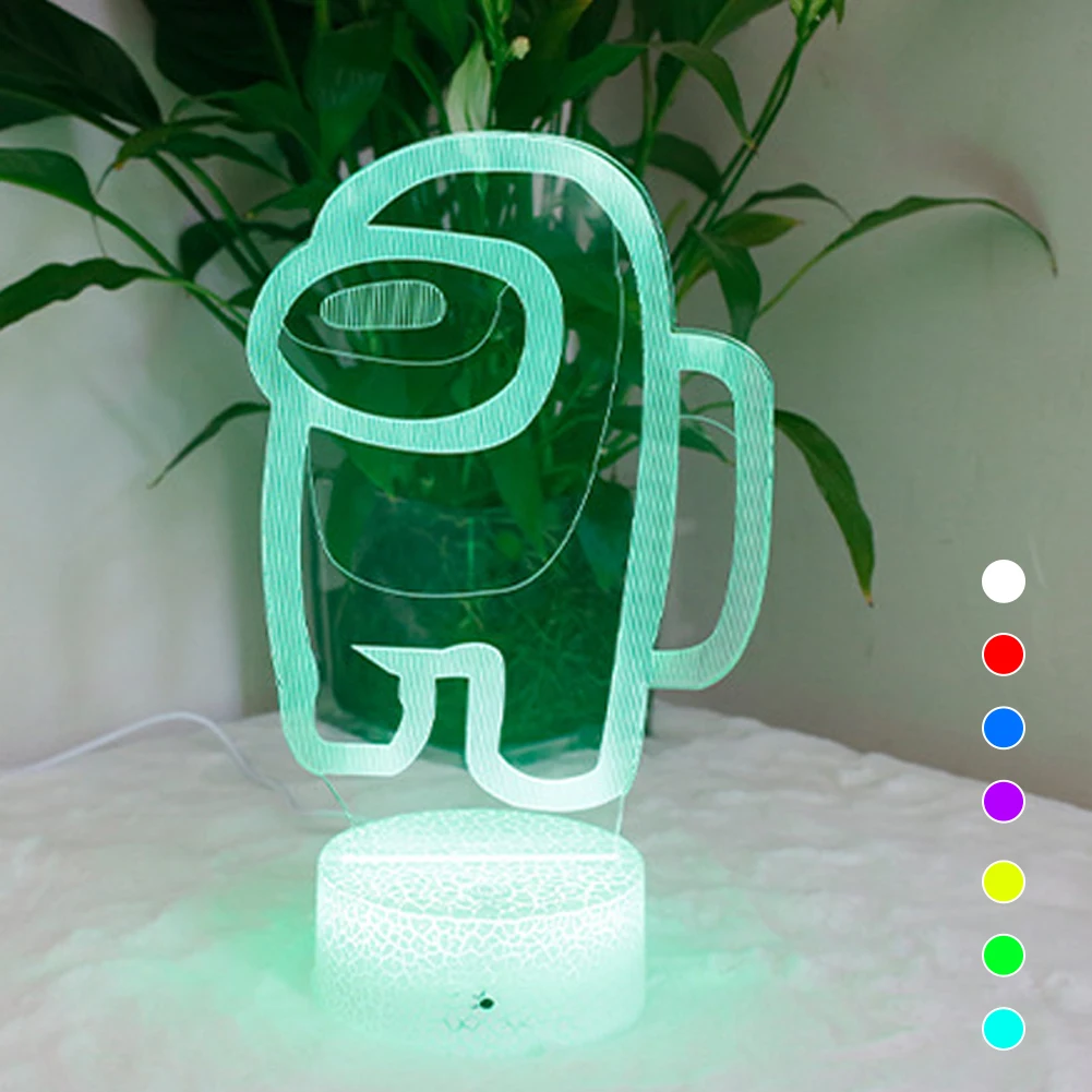 

Valentines Day Among Us Game 3D Night Light Adjustable Night Light 7 Colors Night Light Cartoon LED Light Atmosphere Night Light