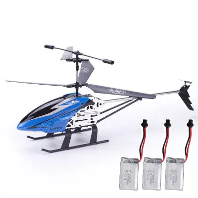 Blue 3 battery Новинка 3.5CH одно лезвие 50 см большой пульт дистанционного управления металлический Радиоуправляемый вертолет с гироскопом RTF для детей уличная летающая игрушка - Цвет: Blue 3 battery