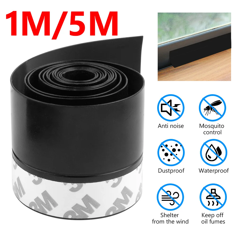 1M/5M Length Self Adhesive Wall Wind-proof Seal Strip Tape Weather Door 3 Color Window Rubber Sealing Stopper Windshield | Обустройство