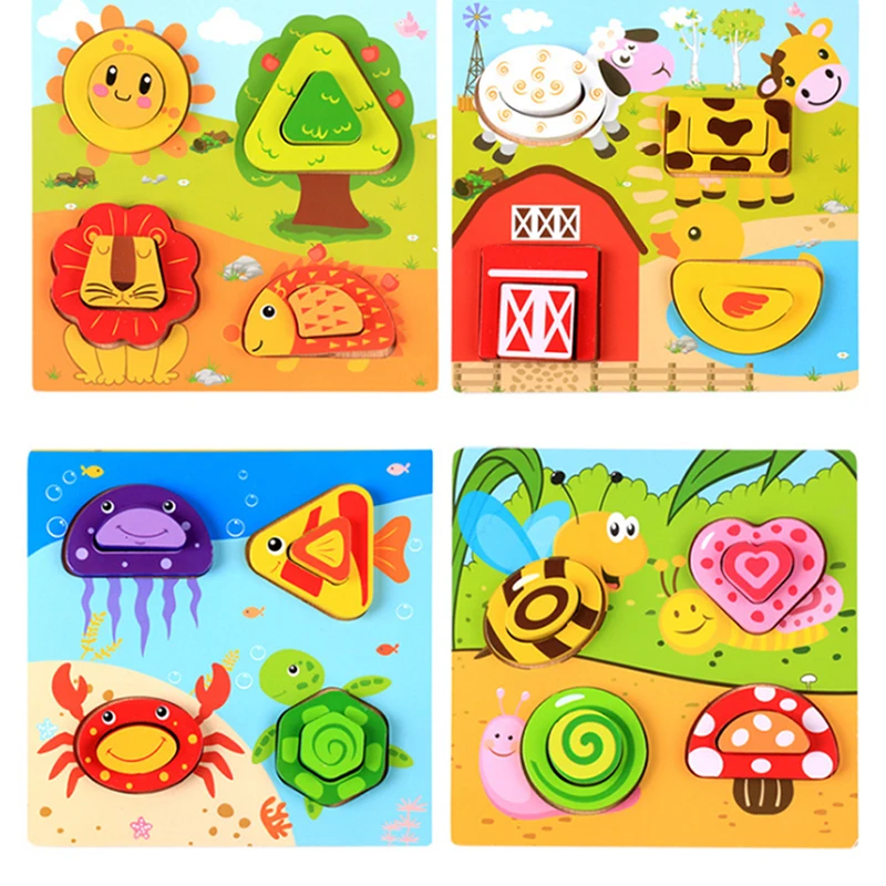 

Hot Sale Kids Puzzle Toy Garden Zoo Farm Underwater World Jigsaw Baby Educational Learning Toys for Children Gift