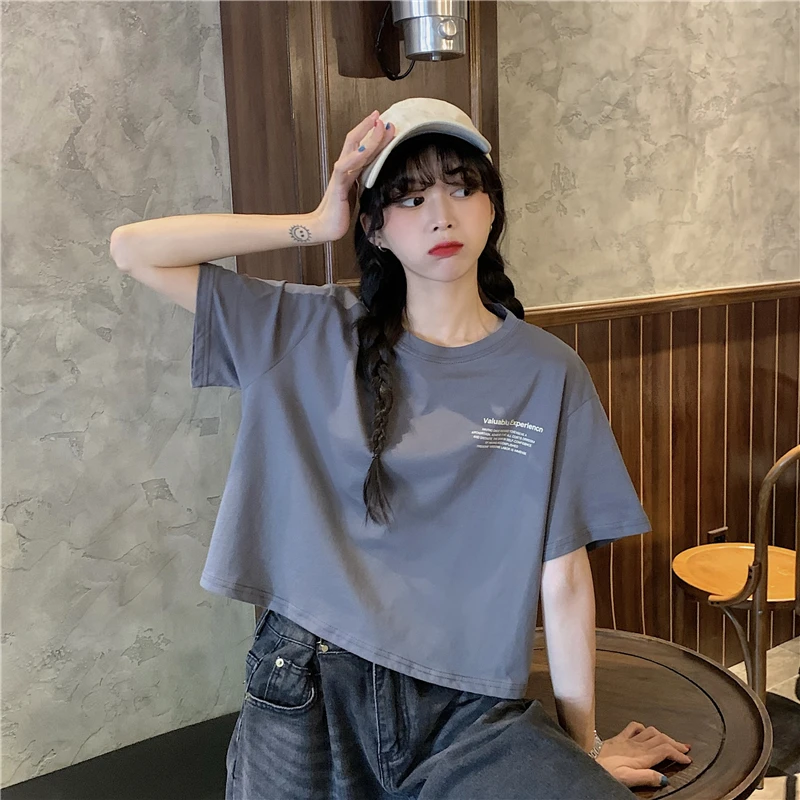 

YTX1243 2021 new fashion all-match round neck short letter print short-sleeved T-shirt