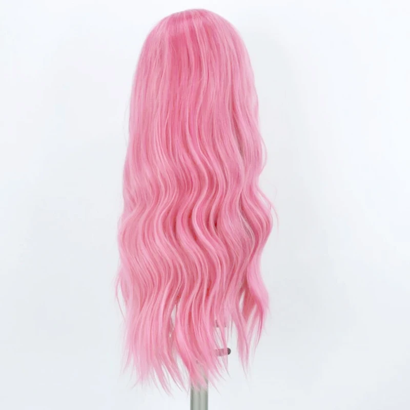 RONGDUOYI Long Wavy Heat Resistant Fiber Synthetic Lace Front Wig Pink Hair Cosplay Wigs for Women with Side Part | Шиньоны и парики