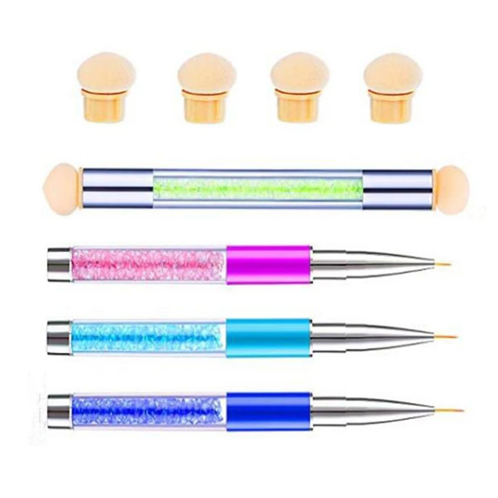 4 шт. УФ гелевая подводка Ручка лак акриловая губка головка двойной наконечник