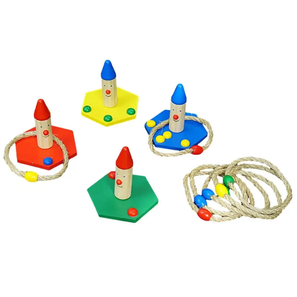 

Ring Toss Play Set Children Rope Throwing Game Outdoor Toy Educational And Fun 4 Pedestal8 Hemprope Ring