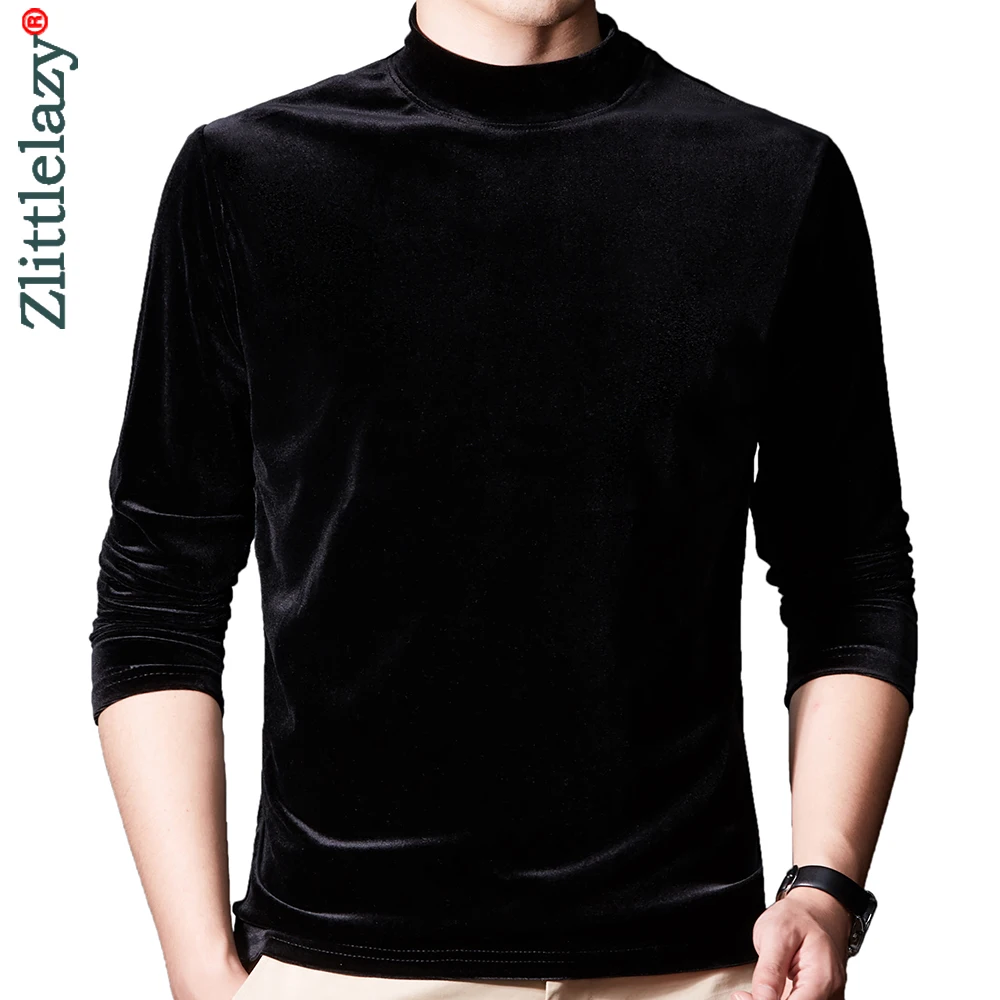 

2022 Casual Long Sleeve T Shirt Men Tshirt Men's Clothing Solid Turtleneck T-shirt Streetwear Fashion Tee Shirts Tshirts 9059