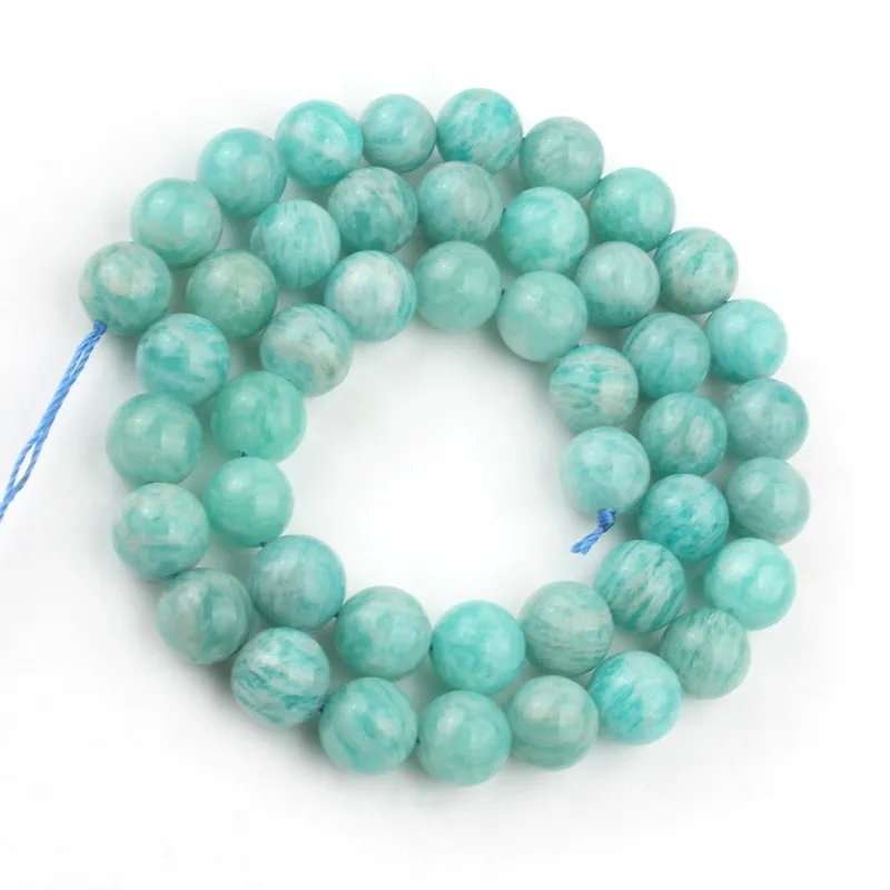 Натуральный драгоценный камень Бусины из натурального амазонита круглые