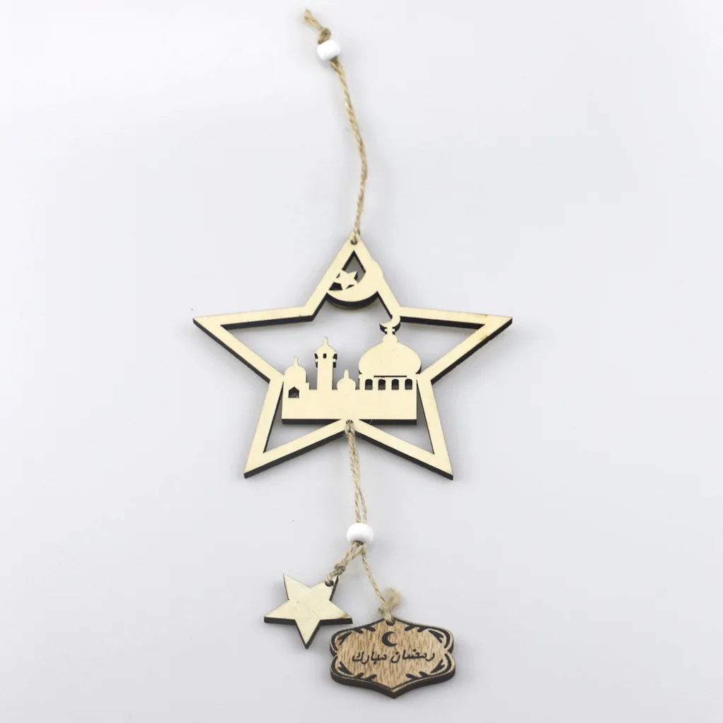 

Eid Wooden Moon Star Hanging Pendant Eid Ramadan Decorations For Home Wall Mubarak Ramadan Gift Muslim Festival Party Supplies