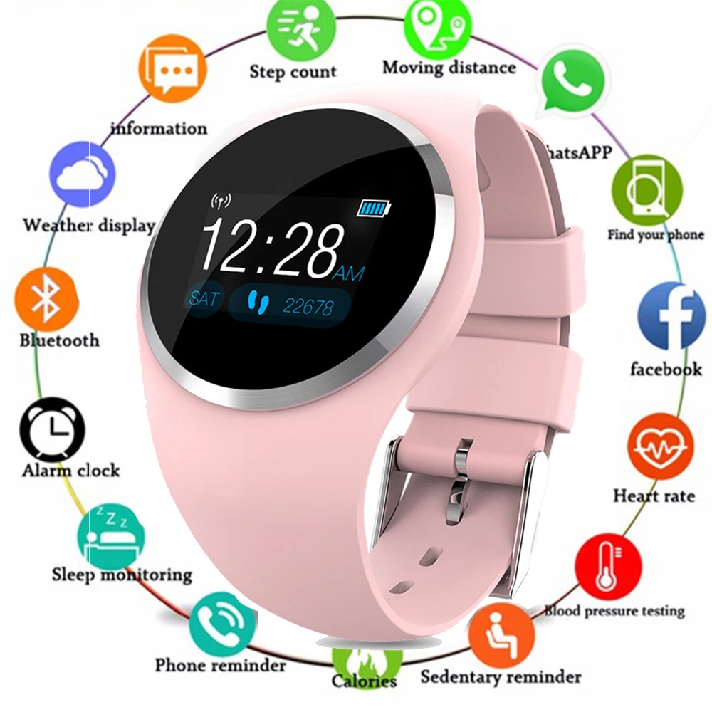 Q1 Bluetooth женские Смарт-часы Модные монитор сердечного ритма фитнес-трекер Smartwatch