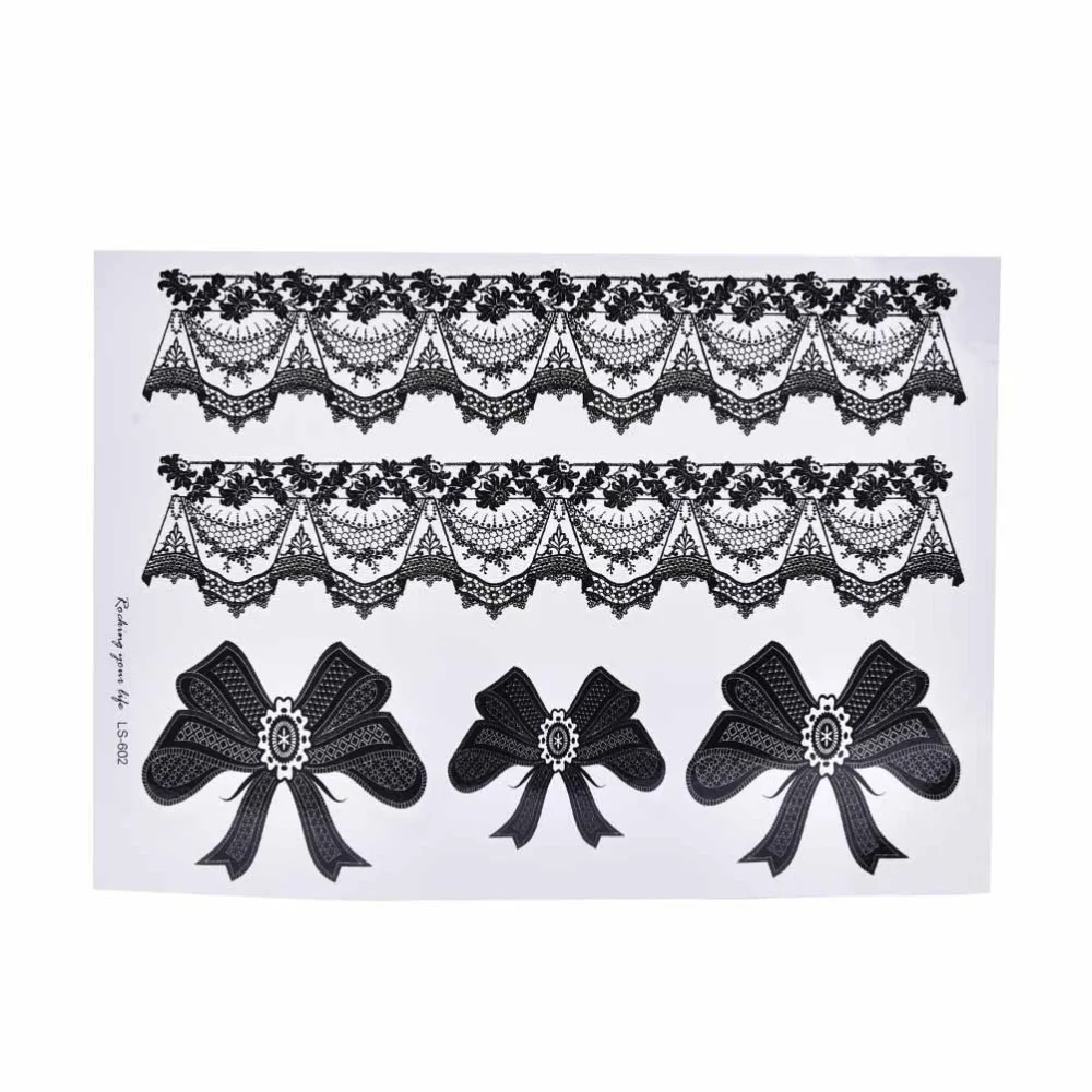 1 шт. переводная Сексуальная кружевная чулок имитация флэш-татуировки для