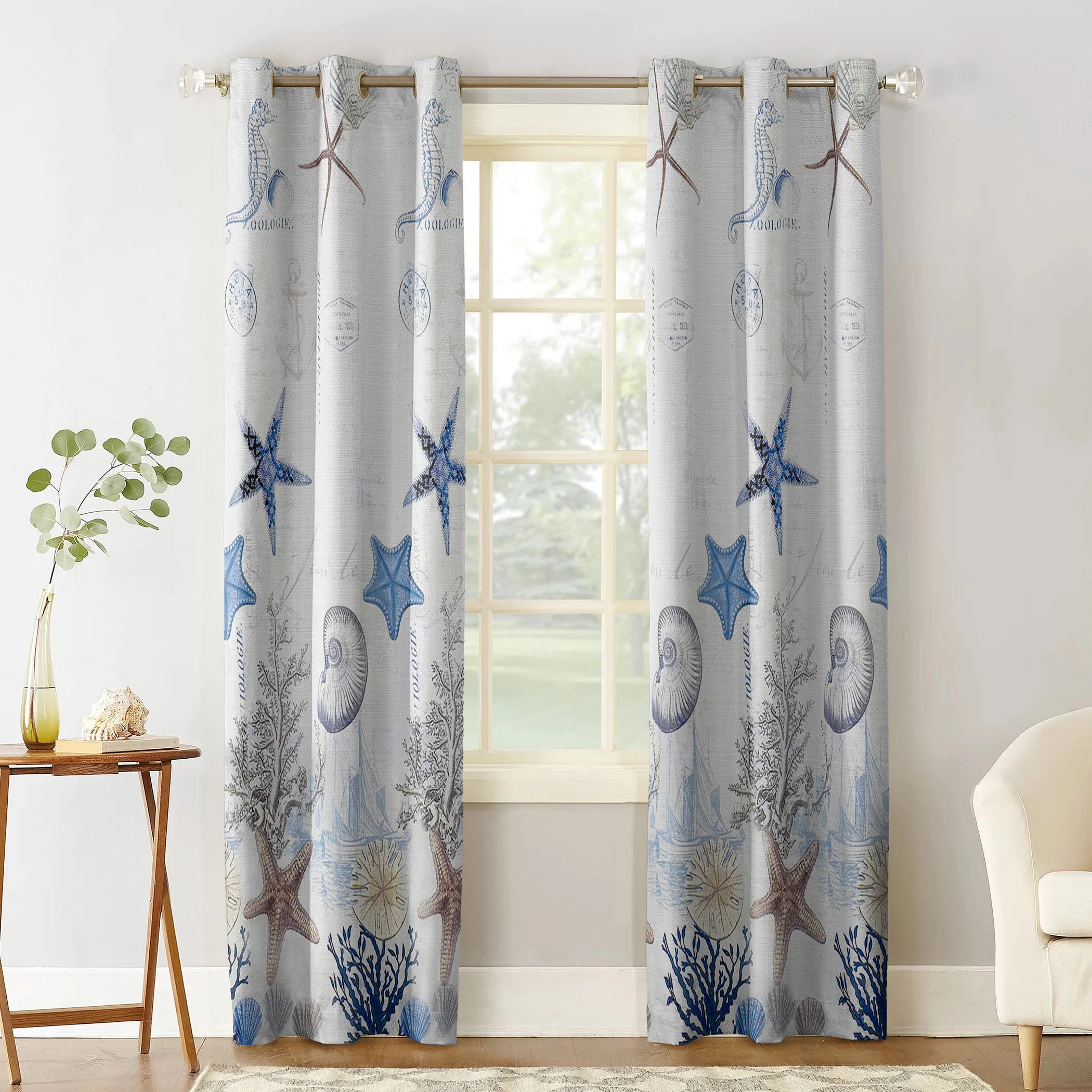 Океан Морская звезда в виде ракушки занавески на окна с принтом гостиная спальня