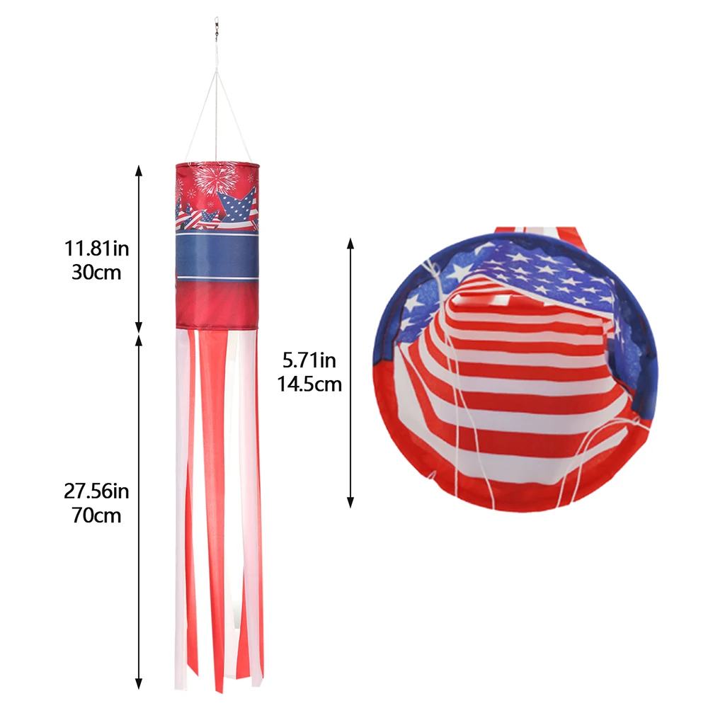 

American Independence Day Windsock Outdoor Scratchproof Windproof Fluorescent Reflective Windsock Weathervane