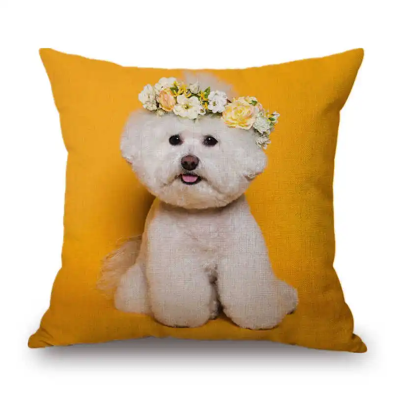 3 Bichon Frise, хлопковый льняной чехол для подушки, дивана, поясная наволочка, домашний декор - Цвет: 3