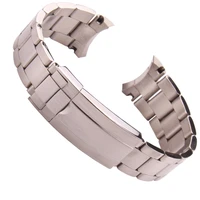 20mm 316l stainless steel watchbands bracelet silver brushed metal curved end replacement link deployment clasp watch strap
