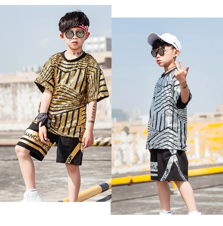 Футболка с блестками в стиле хип хоп для мальчиков и девочек штаны детские