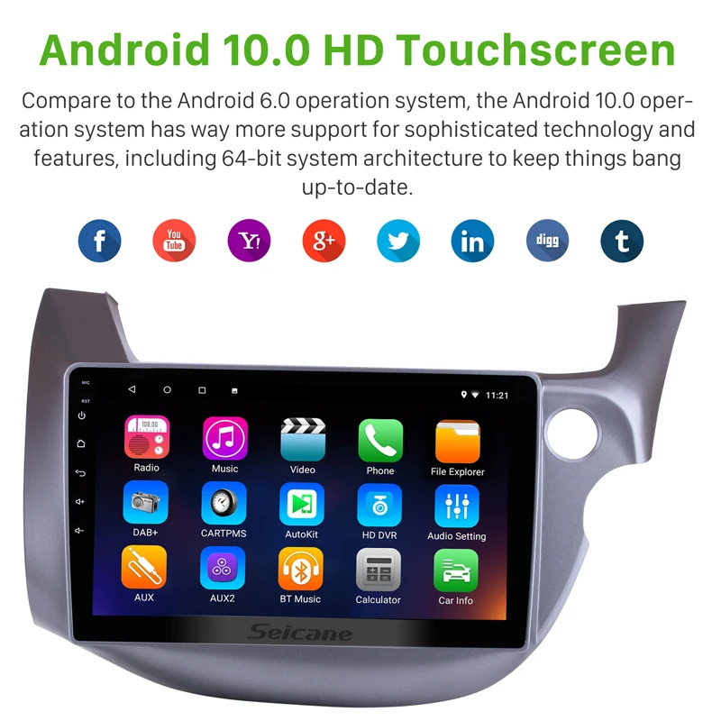 Автомагнитола Seicane 2DIN 10 1 дюйма Android 0 GPS навигация для HONDA FIT JAZZ RHD 2007 2008 2009 2010 2011