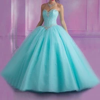 turqouise quinceanera dresses ball gown 2021 sweetheart beaded crystals sweet 16 debutante gown formal prom dresses
