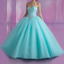 Turquoise Robes De Quinceanera Robe De Bal 2021 Chérie Perles Cristaux Doux 16 Débutante Robe Formelle Robes De Bal  (2)