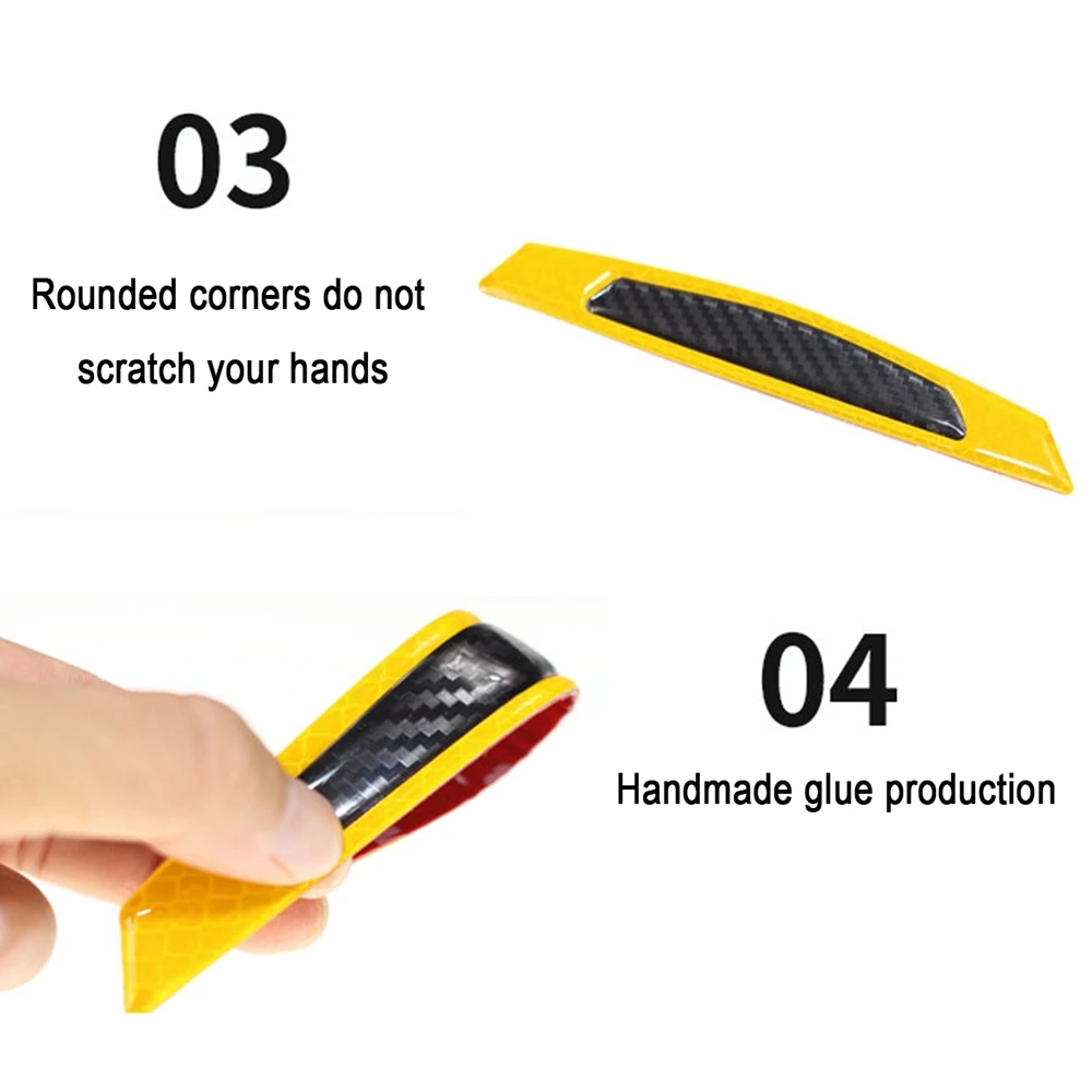 

4pcs Car Door Side Edge Protection Sticker Reflective Warning Anti-Scratch Protector Adhesive Strips for Night Safe Driving