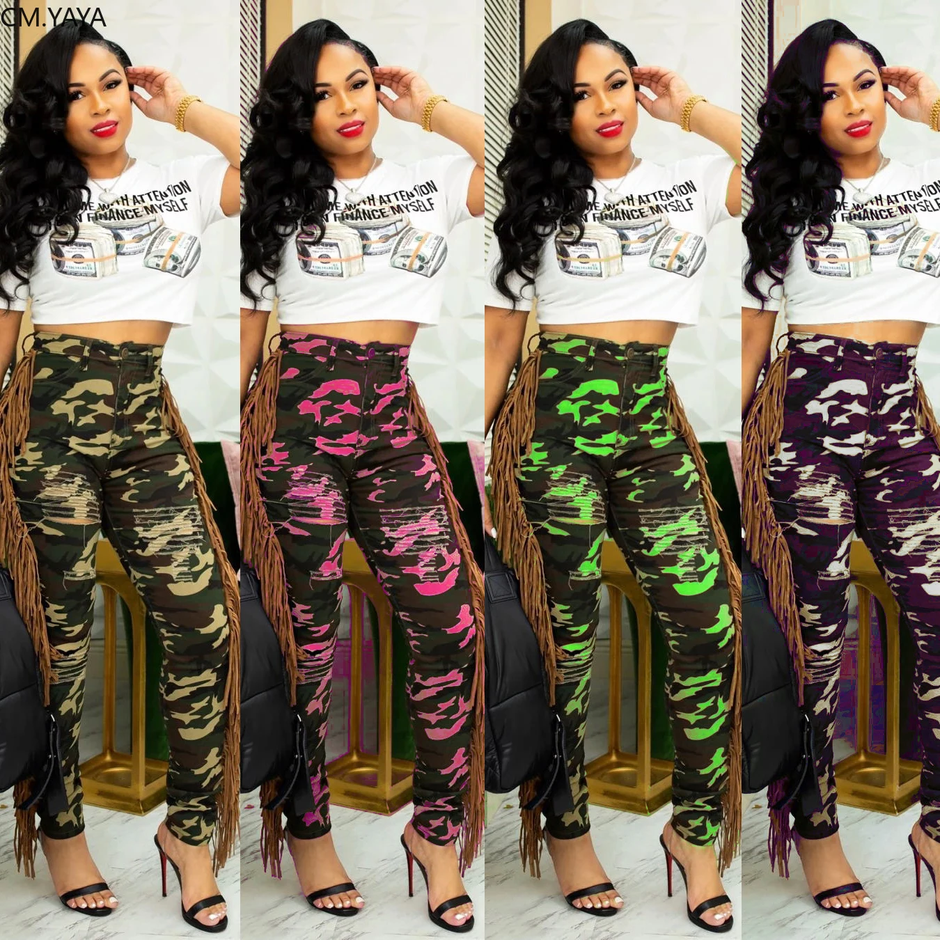 GL новые зимние джинсовые штаны женские Ретро рваные джинсы камуфляжные узкие