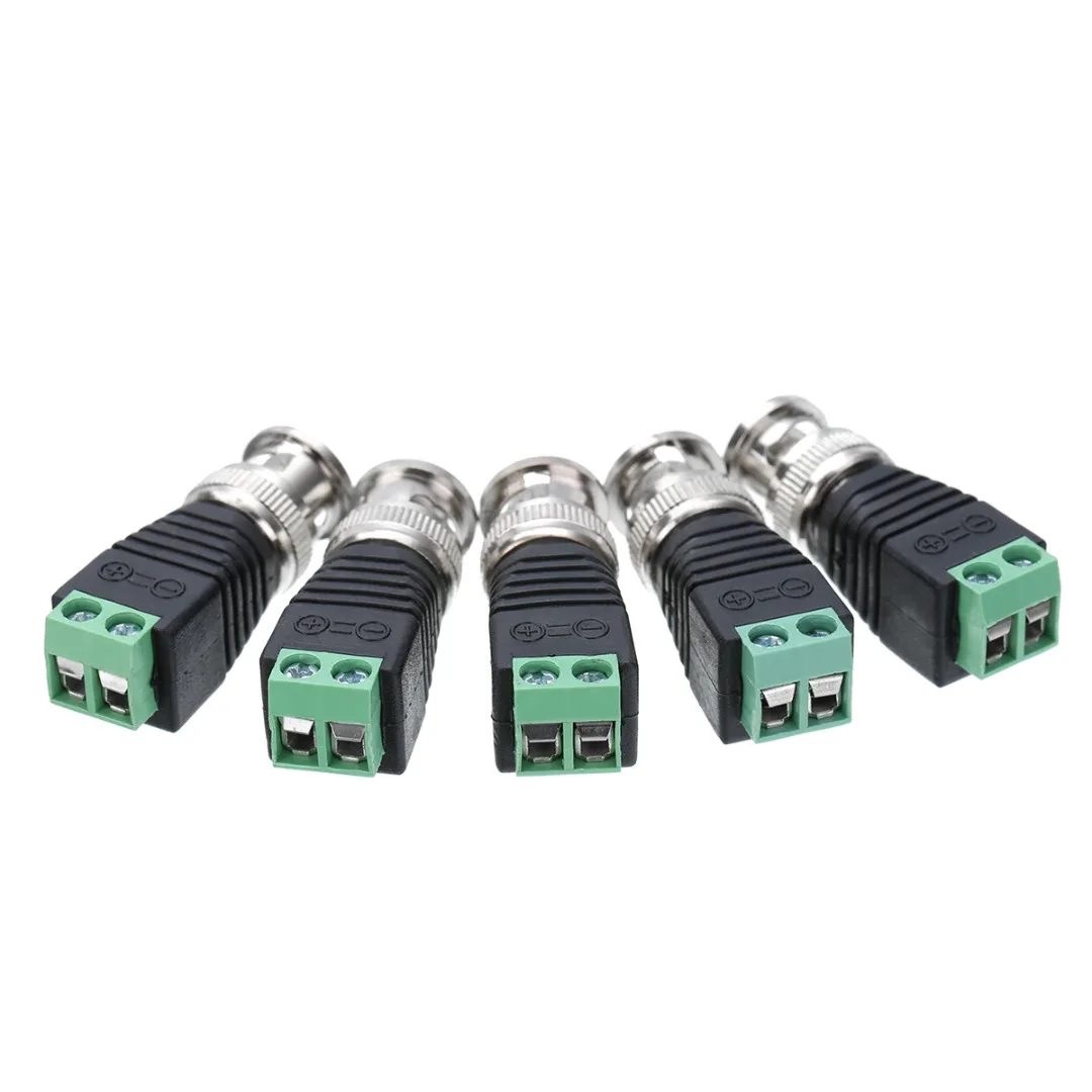 Mayitr 10 шт. BNC кабель зеленый мужской Коаксиальный CAT5 коаксиальный BNC камера с коннектором CCTV видео балун 4x1,2 см