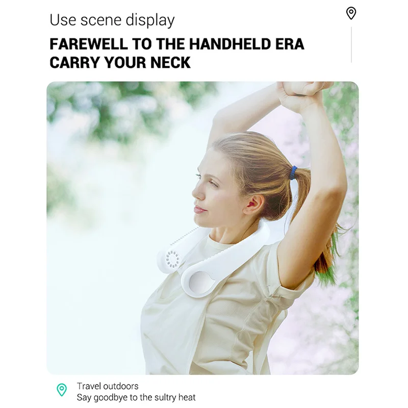 Портативный мини вентилятор для шеи с usb портом перезаряжаемый аккумулятор