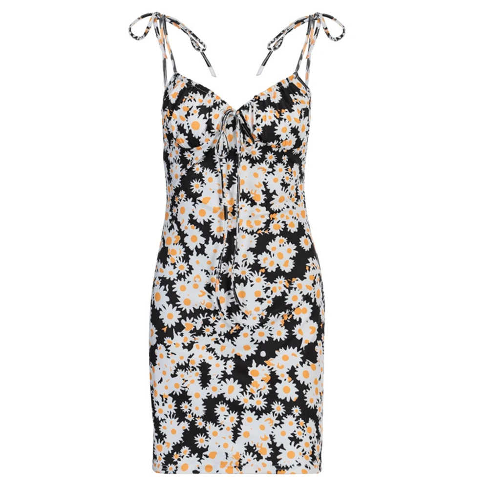 Новое поступление женское летнее платье на бретельках с цветочным принтом