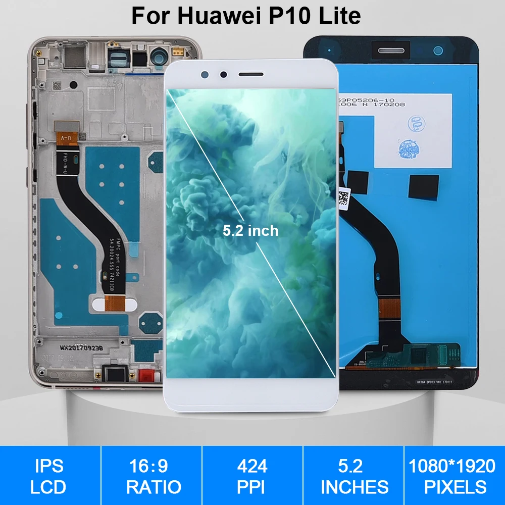 Pantalla t&aacute;ctil Original para Huawei P10 Lite, piezas de repuesto de digitalizador LCD, WAS-LX1 LX2 LX3-1