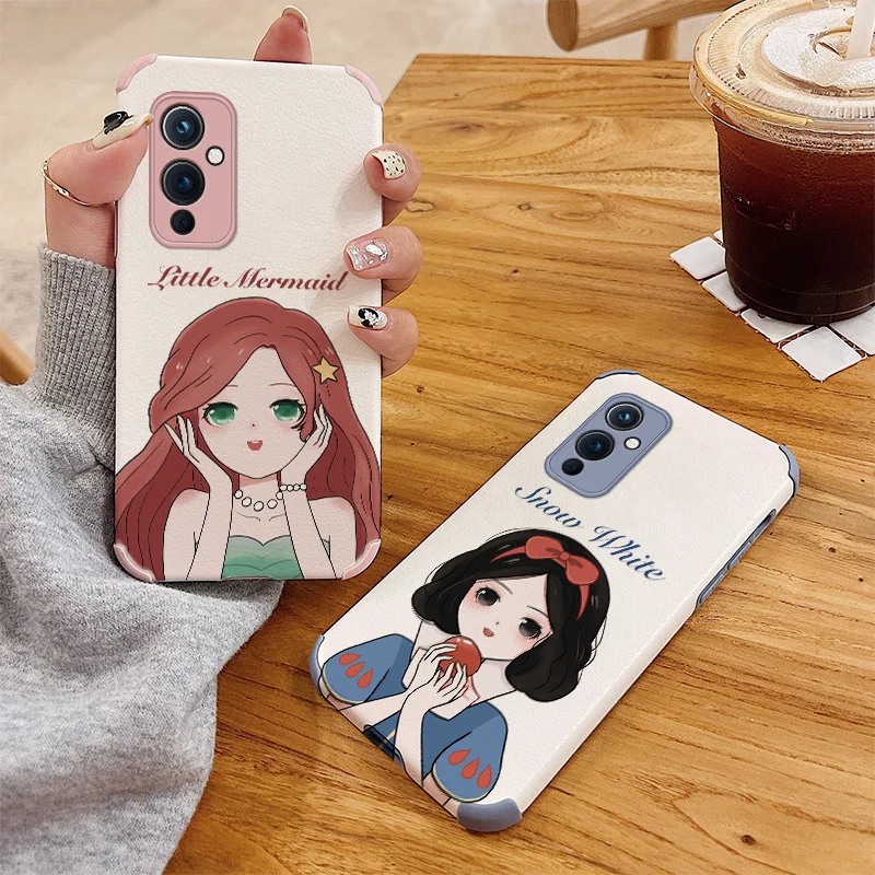 

Apple Princess Phone Case For Oneplus 9 9pro 8t 8 8pro Pro Lambskin Four Corners Stick Leather Cover