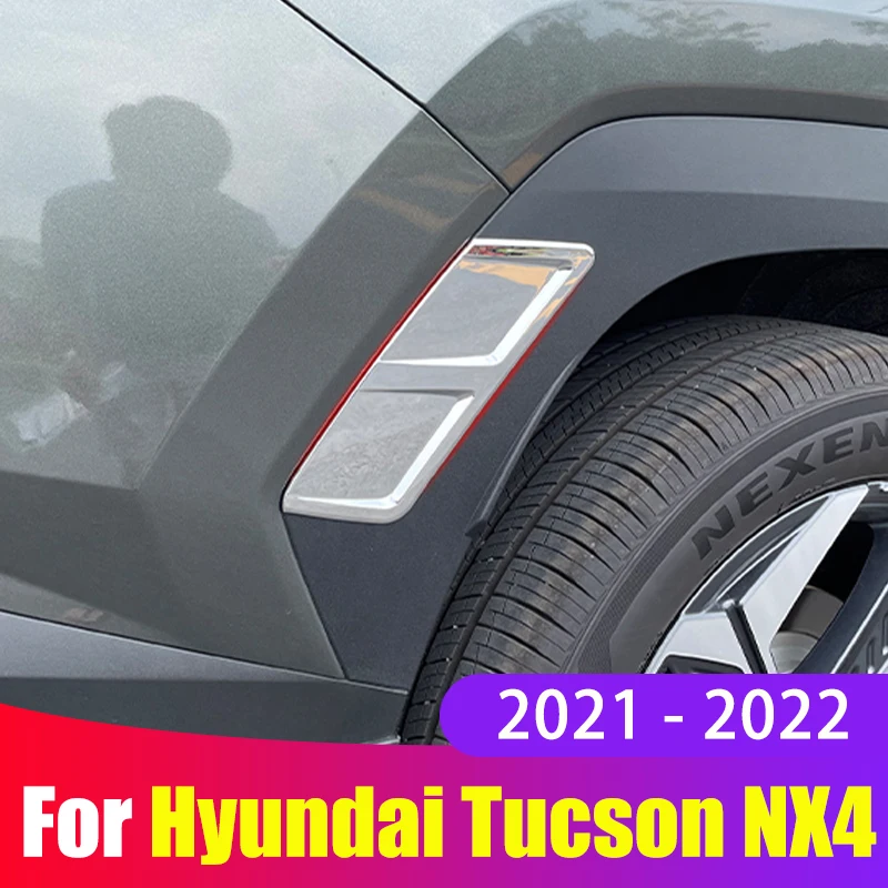 

Car Body Styling Chrome Grid Air Flow Fender Side Vent Fender Cover Sticker For Hyundai Tucson 2021 2022 NX4 Hybrid Accessories